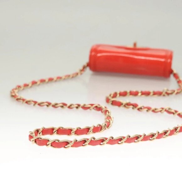 CHANEL Chain Shoulder Wallet Enamel Orange Gold - Picture 6 of 16